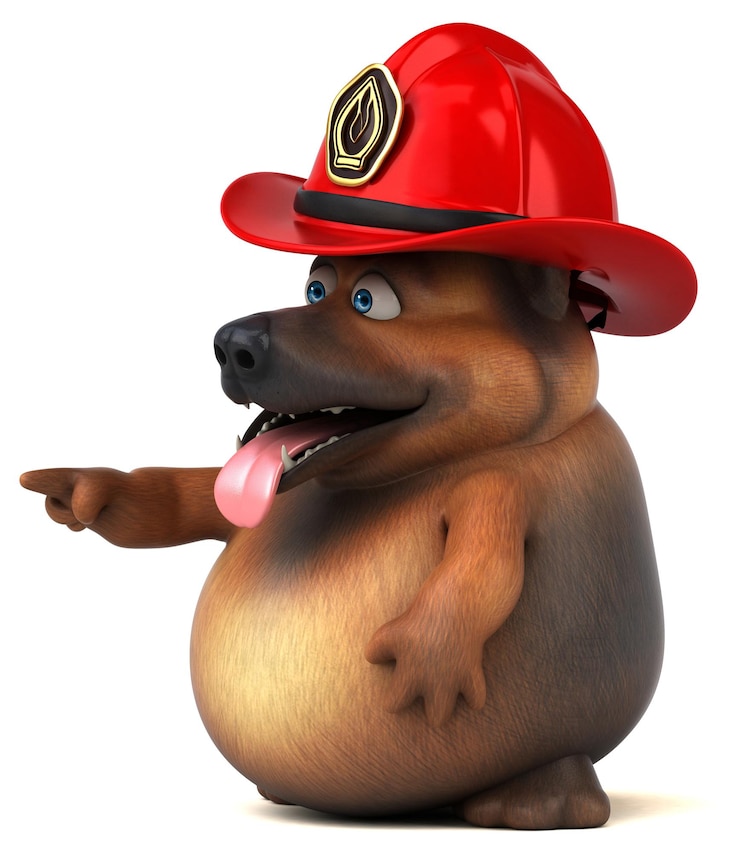 Foto gratuito divertida ilustración en 3d del perro bombero
