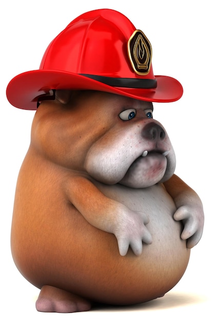 Divertida ilustración en 3D del perro bombero