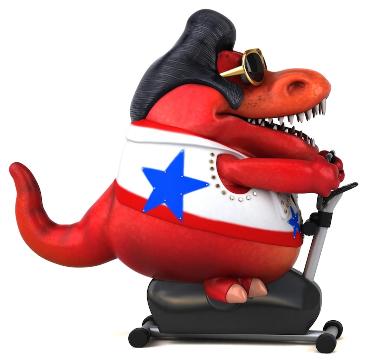 Foto gratuito divertida ilustración de dibujos animados en 3d de un balancín trex