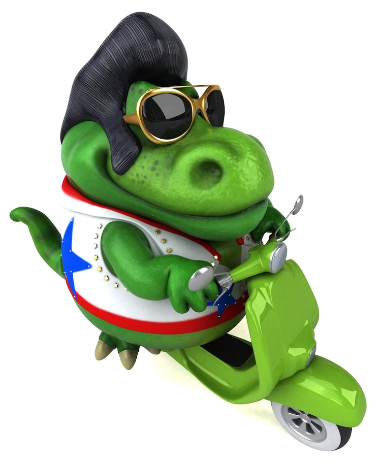 Foto gratuito divertida ilustración de dibujos animados en 3d de un balancín trex