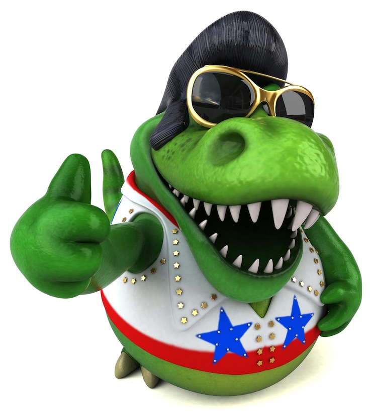Foto gratuito divertida ilustración de dibujos animados en 3d de un balancín trex