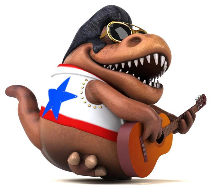 Foto gratuito divertida ilustración de dibujos animados en 3d de un balancín trex