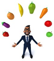 Foto gratis divertida ilustración de dibujos animados en 3d de un hombre de negocios indio