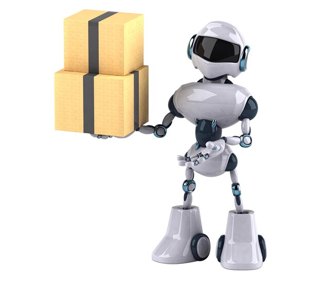 Divertida ilustración de robot de dibujos animados en 3D