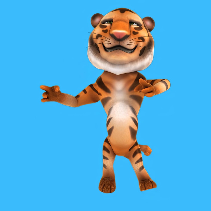 Foto gratuito el divertido baile del tigre de dibujos animados en 3d