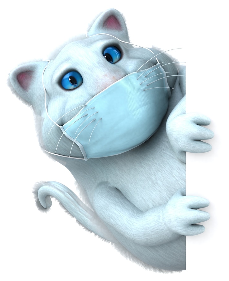 Foto gratuito divertido gato de dibujos animados en 3d con una máscara
