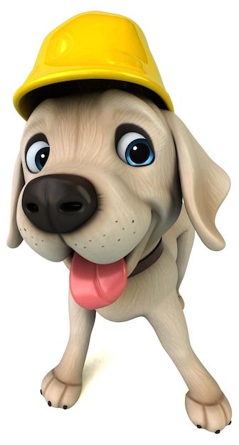 Foto gratuita divertido labrador retriever blanco de dibujos animados en 3d