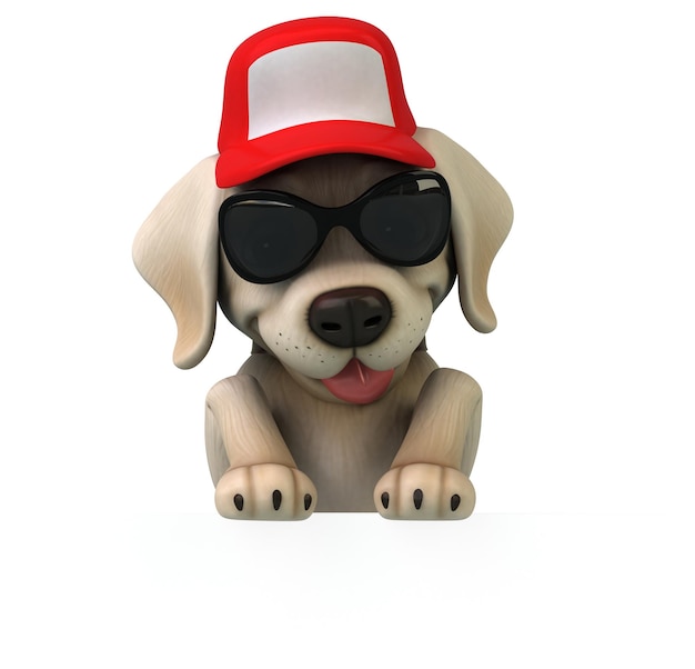 Foto gratuita divertido labrador retriever blanco de dibujos animados en 3d