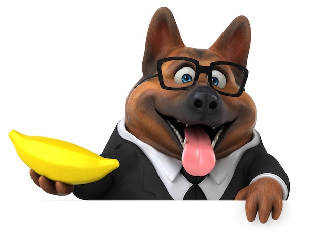 Divertido perro pastor alemán - Ilustración 3D