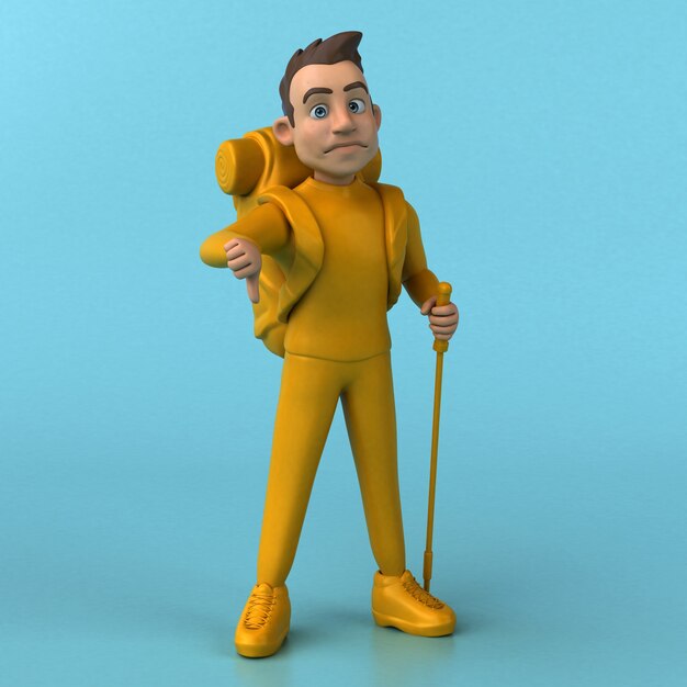 Divertido personaje amarillo de dibujos animados en 3D