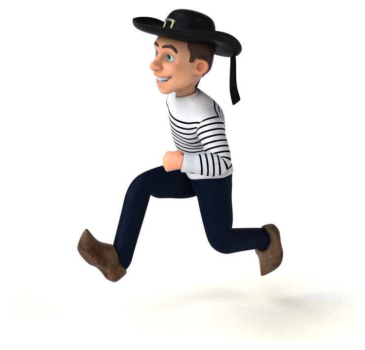 Foto gratuito divertido personaje bretón de dibujos animados en 3d