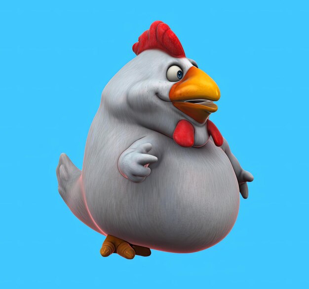 Divertido pollo de dibujos animados en 3D hablando
