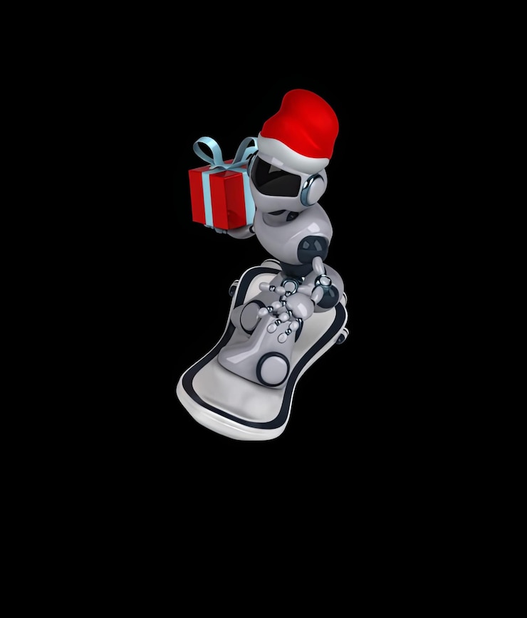 Foto gratuito el divertido surf de robots de santa claus en 3d