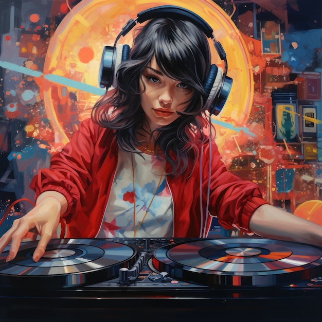 Foto gratuita dj de personajes de anime tocando música