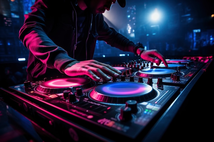 Foto gratuito dj tocando música en el club