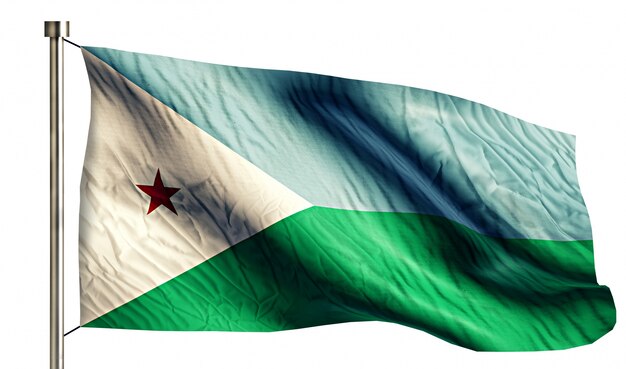 Djibouti Bandera Nacional aislado fondo blanco 3D