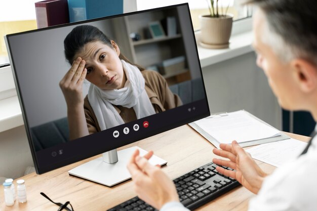 Doctor ofreciendo teleconsulta médica