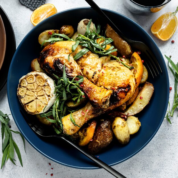 Domingo de pollo asado con patatas comida navideña