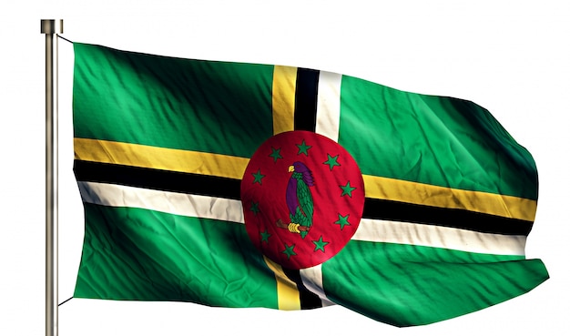 Dominica Bandera Nacional Aislado Fondo Blanco 3D