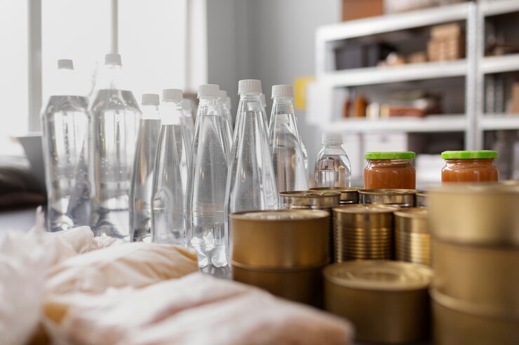 Foto gratuito donaciones de alimentos recolectadas para caridad