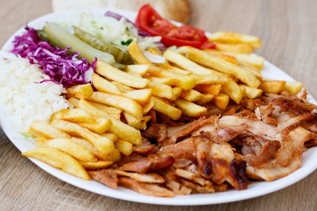 Doner kebab de pollo y verduras