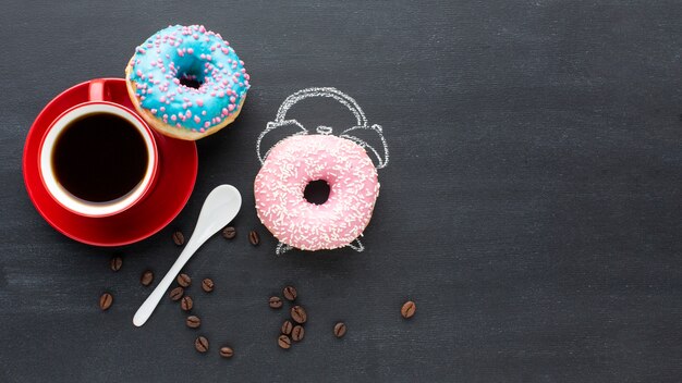 Donuts con concepto de despertador