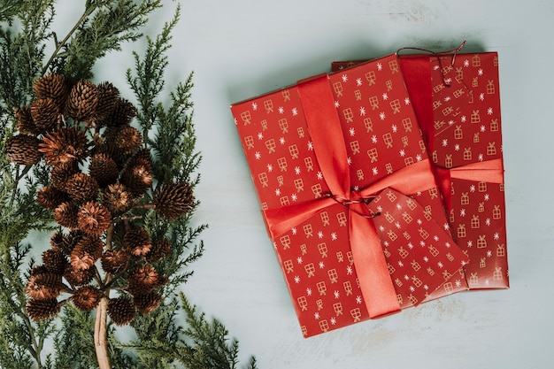 Dos cajas de navidad y abeto