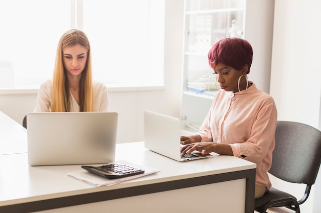 Foto gratuita dos contadores que usan computadoras portátiles