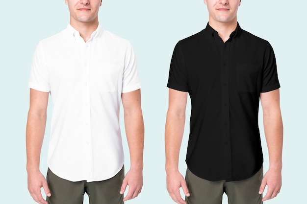 Foto gratuita dos hombres vestidos con camisa blanca y negra