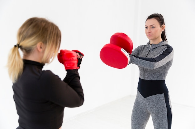 Dos Mujeres Jóvenes Practicando Habilidades Básicas De Defensa Personal En  El Gimnasio Fotos, retratos, imágenes y fotografía de archivo libres de  derecho. Image 159789534