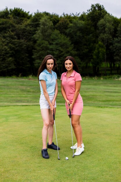 Dos señoritas en el campo de oro