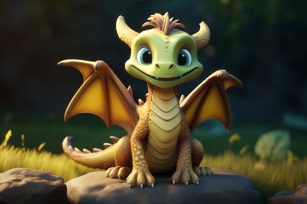 Foto gratuita el dragón 3d es lindo.