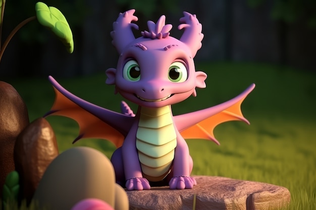 Foto gratuita el dragón 3d es lindo.