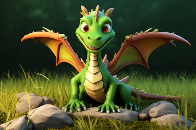 Foto gratuita el dragón 3d es lindo.