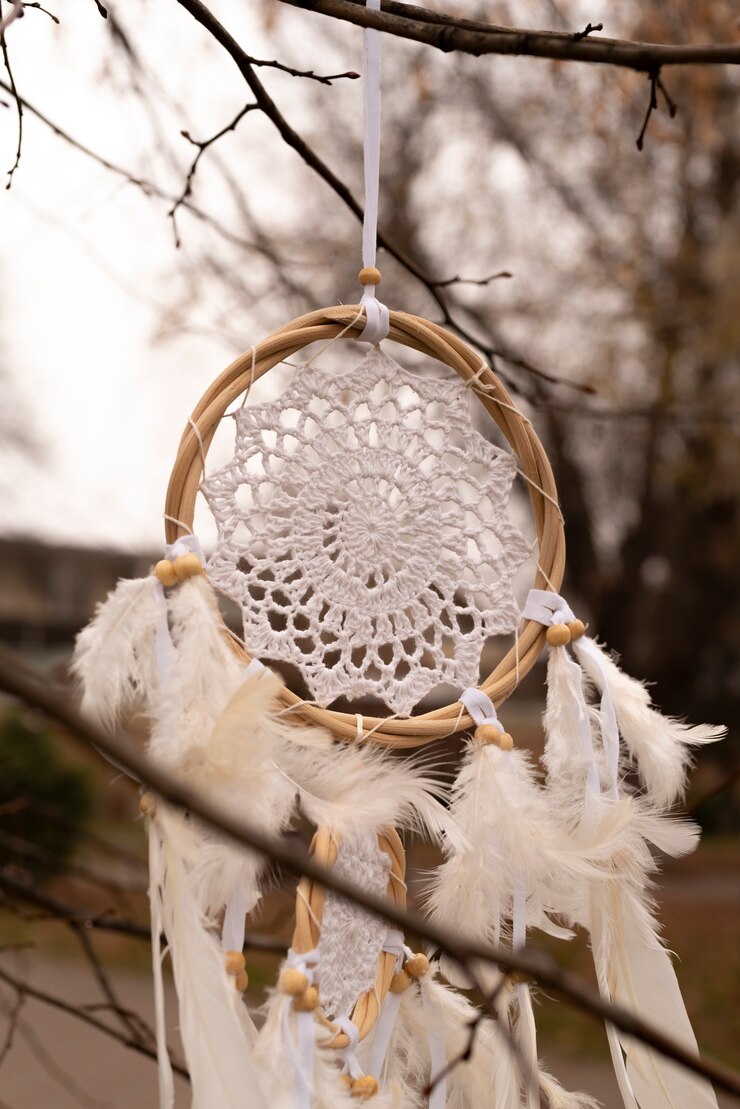 Photo Gratis dreamcatcher hanging from a branch in the park
