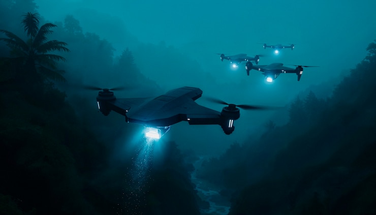Foto gratuito drones over forest