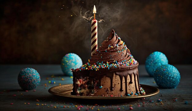 Dulce celebración Decoración casera de cupcakes de chocolate negro IA generativa