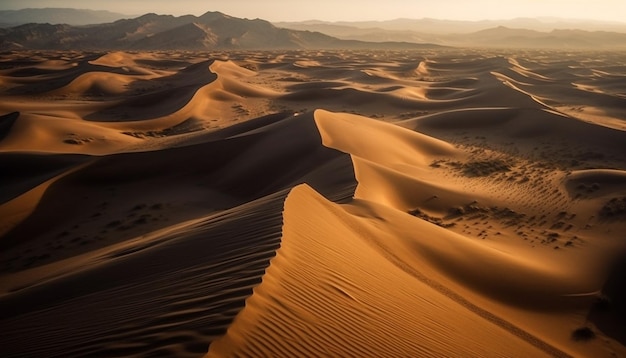 Las dunas de arena onduladas crean un majestuoso patrón de olas generado por IA