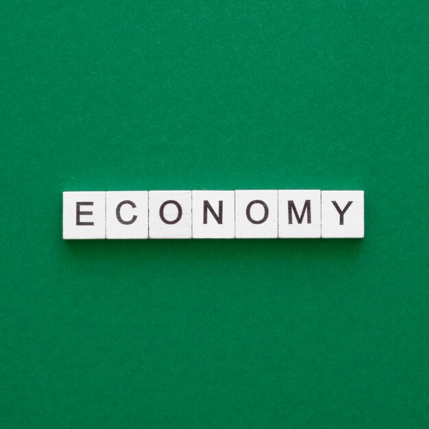 Economía palabra escrita en cubos de madera