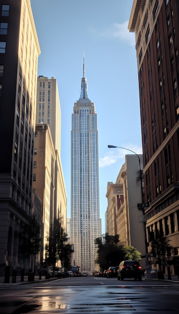 Foto gratuita edificio empire state al amanecer.