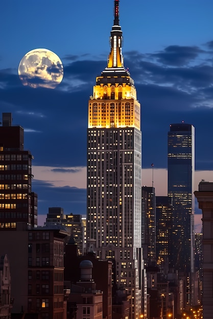 Foto gratuita edificio empire state en la noche