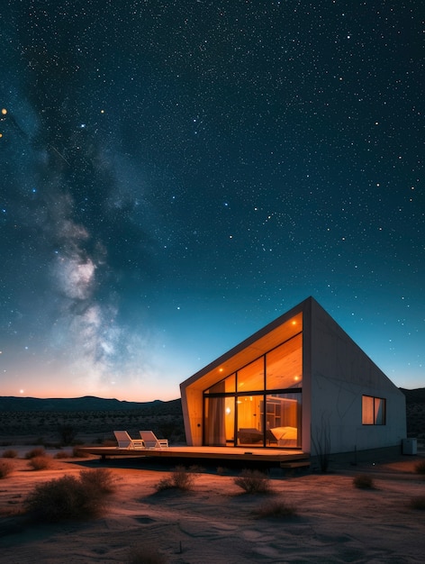 Foto gratuita el edificio futurista se mezcla perfectamente con el paisaje del desierto.