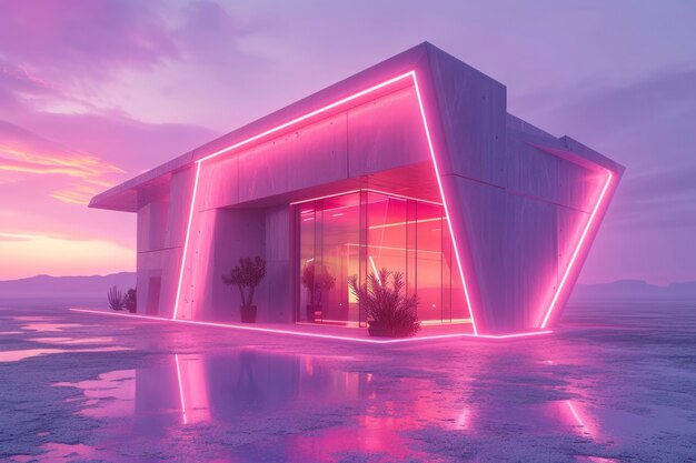 El edificio futurista se mezcla perfectamente con el paisaje del desierto.