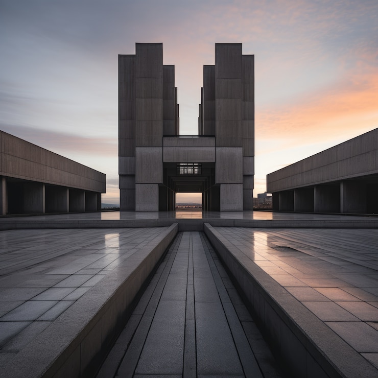 Foto gratuito edificio inspirado en el neo-brutalismo