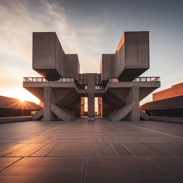 Foto gratuito edificio inspirado en el neo-brutalismo