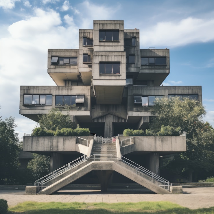 Foto gratuito edificio inspirado en el neo-brutalismo