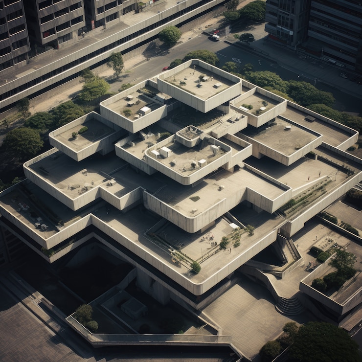 Foto gratuito edificio inspirado en el neo-brutalismo