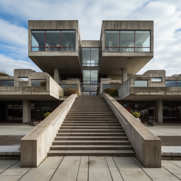 Foto gratuita edificio inspirado en el neo-brutalismo