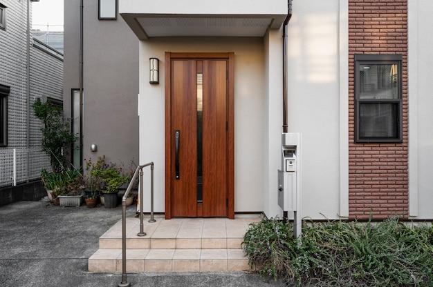 Edificio japonés de la entrada de la casa