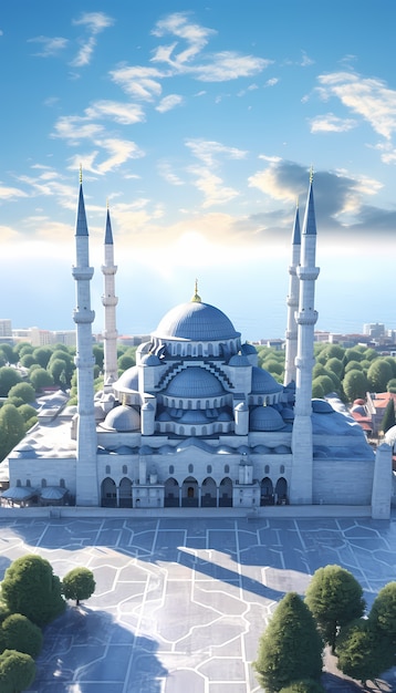 Edificio de mezquita con una arquitectura intrincada